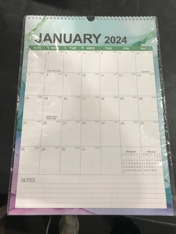 Photo 2 of Wall Calendar 2024 - Wall Calendar 2024-2025, January.2024 - June.2025, 12" x 17", 18 Monthly Wall Calendar 2024 with Twin-Wire Binding + Hanging Hook + Thick Paper + Unruled Blocks with Julian Dates