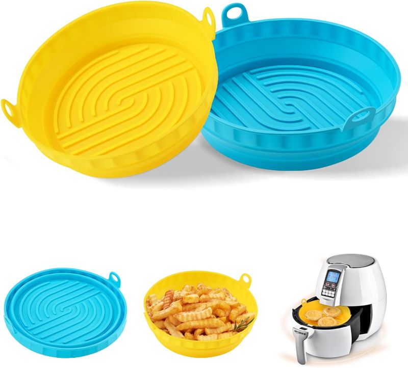 Photo 1 of 2-pack Foldable Air Fryer Silicone Liners ?7.5 Inch Reusable Air Fryer Silicone Pot Fits 3 To 5 QT Air Fryer Air Fryer Basket Made Of Food Grade Silicone?Heat-Resistant and Dishwasher Safe