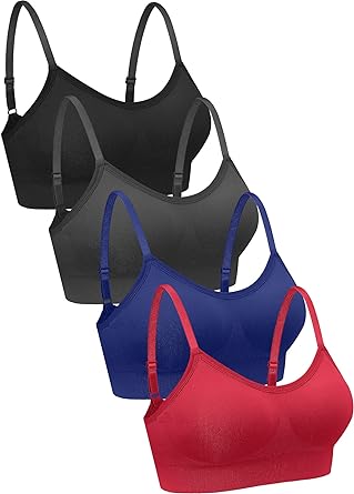 Photo 1 of 4 Pieces Neck Bralettes Wireless Cami Bra Tank Top Bra Sports Bra for Women Girls  
Medium