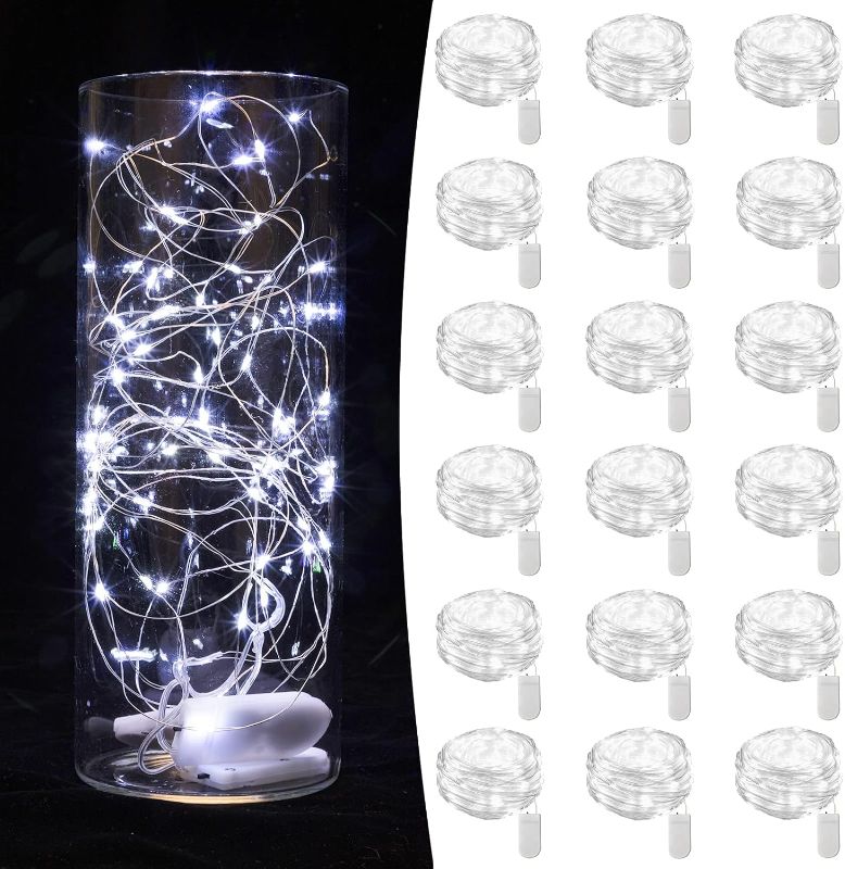 Photo 1 of 18 Pack Fairy Lights Battery Operated String Lights 7ft 20 Led Mason Jar Lights Waterproof Silver Wire Light Fireflies DIY Party Wedding Christmas Valentines Day Decoration(18 Pack,Cool White)
