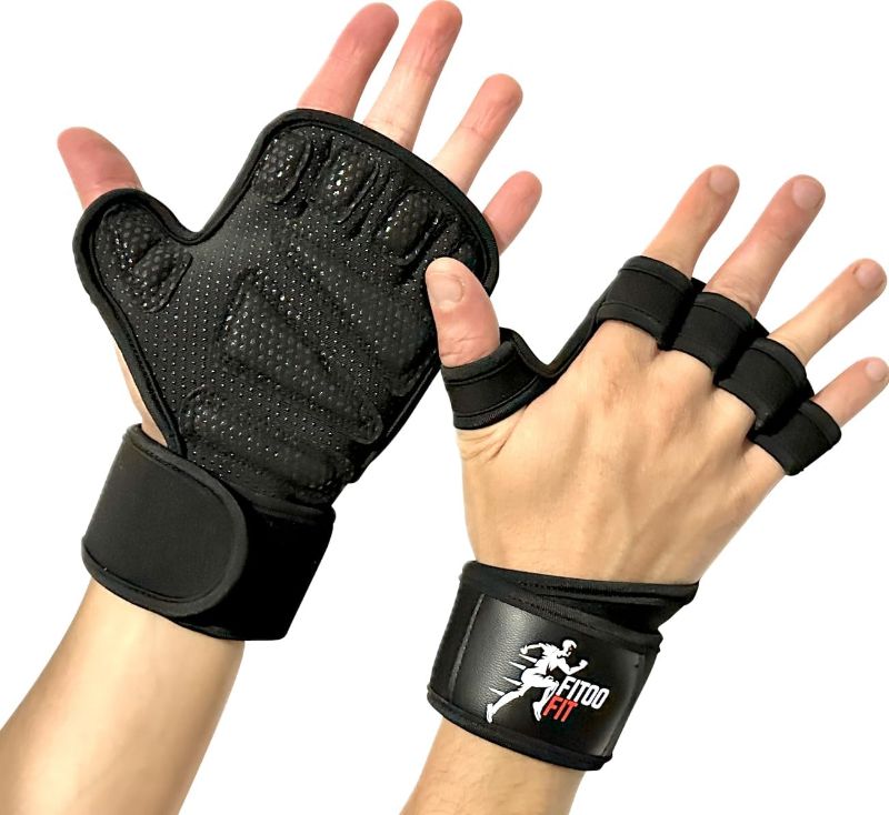 Photo 1 of FITOO FIT Ventilated Weightlifting Workout Gloves - Silicone Padding Integrated with Wrist Wraps for Men & Women, for Cross Training, Gym Fitness, Pull Ups, Full Palm Protection, Wrist Hand Support - XL
