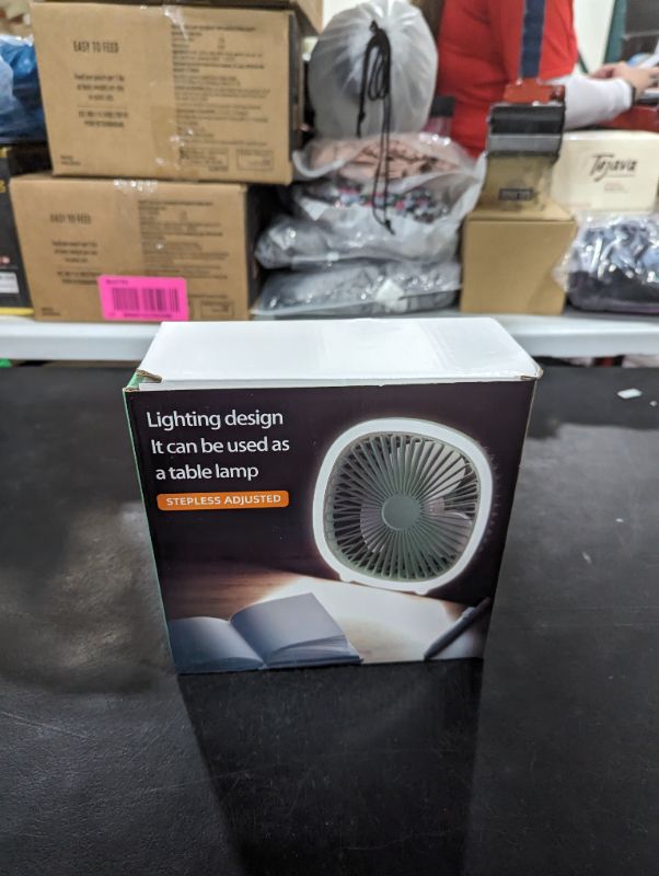 Photo 2 of Small Desk Fan, Battery Operated Table Fan with LED light , 6 Inch Rechargeable USB Fans Portable Ultra Quiet, 3 Speed Adjustable Battery Fan for Bedroom, Desktop, Dorm Room, Table, Office, Outdoor