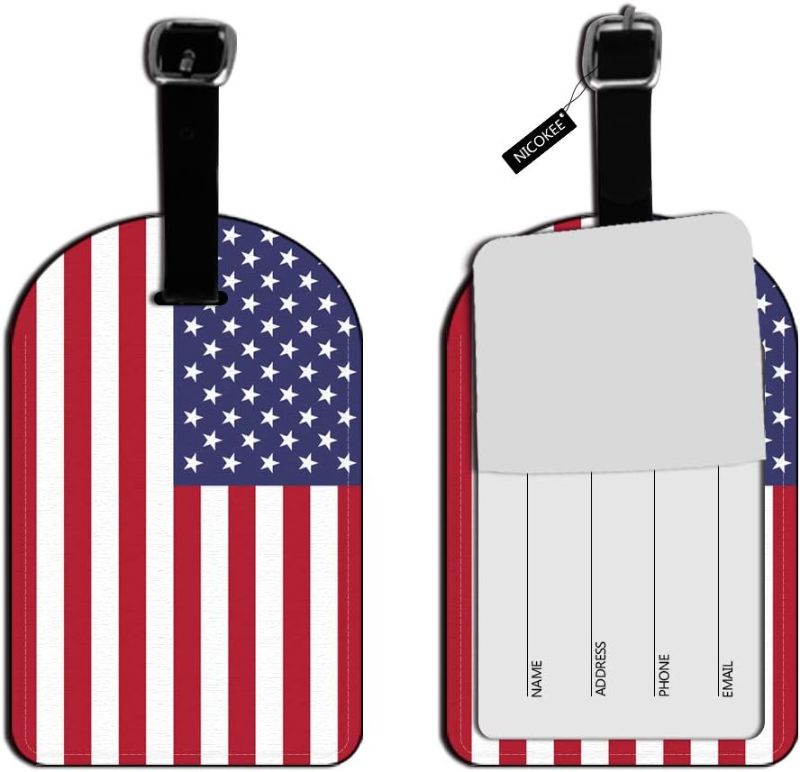 Photo 1 of Stripe Luggage Tags for Suitcase Women USA PRIINT Travel Baggage Bag Name ID Identify Labels Black and White Stripe (1)