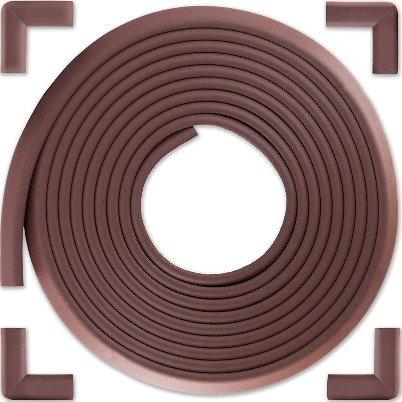 Photo 1 of Bebe Earth Baby Proofing Edge and Corner Guard Protector Set for Back to School, 16 Feet Edges & 4 Foam Corners, Furniture and Table Child Baby Proof Bumpers , Pre-Taped Corner Cushions - Coffee Brown
