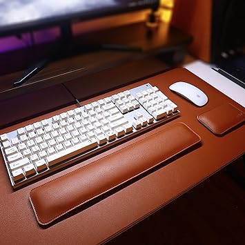 Photo 1 of ?4 Sizes 4 Colors? Leather Large Mouse Pad Gaming with Wrist Support Desk Mat Desk Pad Computer Keyboard Mousepad with 3mm Non-Slip Base and Stitched Edge for Home Office Work - 39.4"L*17.8"W 