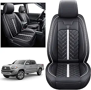 Photo 1 of Tomatoman Toyota Tacoma Seat Covers 2005-2022 2023 2024 2025 Truck Access Crew Double Cab TRD Offroad Limited SR5 V6 Pickup Car Cushions(2 PCS Front/Black-White)