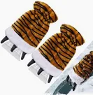 Photo 1 of 2 Pcs Ice Scraper with Glove- Faux Fur Car Windshield Scraper Mitt- Snow Scraper Gloves for Cars Winter Snow and Ice Remover (Stripe)