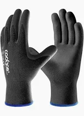 Photo 1 of COOLJOB 12/60 Pairs Bulk Safety Work Gloves with Grip, 13 Gauge Ultra-lite PU Dipped Gloves Pack for Gardening, Warehouse Working, Polyurethane Breathable Lightweight Gloves for Men Women, Black Large