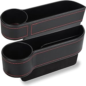 Photo 2 of 2 Pack Car Seat Gap Filler Organizer, Automotive Front Seat Storage with Cup Holder, Auto Console Side Extra Storage Boxes, Seat Side Storage - Passenger Side&Driver Side
