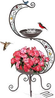 Photo 1 of TICKCACY Vintage Bird Baths for Outdoors, 36.5” Metal Birdbath with Flower Planter Pedestal, Garden Decorative Standing Bird Baths Bowl, Bird Feeder and Plant Decor for Outside Yard Lawn