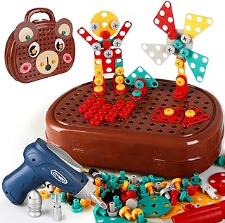 Photo 1 of Thetie 204 Pcs Magic Montessori Play Toolbox,Magic Montessori Play Toolbox Bear,Montessori Toolbox with Drill,Montessori Play Toolbox with Drill for Kids Ages 3-12 Years Old (Brown)