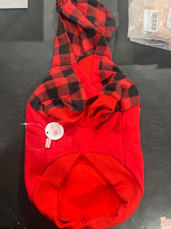 Photo 1 of ??? ??????? Frienperro Dog Clothes for Small Dogs Girl Boy, 100% Cotton Buffalo Plaid Dog Hoodie, French Bulldog Clothes Frenchie Clothes Pet Winter Sweater Sweatshirt, Puppy Clothing Coat X-Large Christmas A