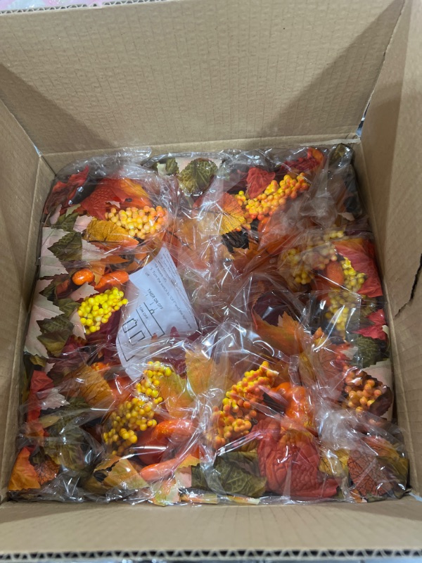 Photo 2 of [ Thick & Timer ] 20 Inch Fall Wreath Decor 30 LED 7 Styles 5 Mixcolor 88 Maple Leaf 10 Pumpkin 8 Pinecone 12 Acorn Fall Autumn Wreath Front Door Battery Operated Harvest Thanksgiving Home Decor Orange Red