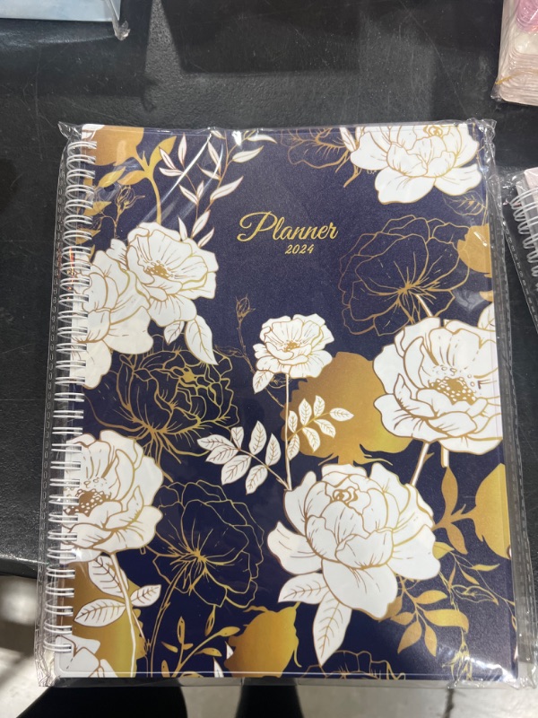 Photo 2 of SUNEE 2024 Appointment Book, Quarter-Hourly, Weekly & Monthly - from January 2024 - December 2024, 8.5"x11" Weekly Planner, Flexible Cover, Note Pages, Pockets, Spiral Binding, Vintage Floral 8.5"x11" Vintage Floral