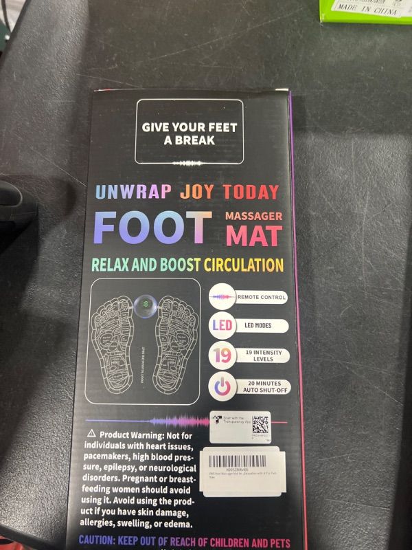 Photo 2 of EMS Foot Massager Mat for Neuropathy-Foot Stimulator Massager with Remote Control, 2-in-1 Back Massager & Legs Foot Circulation Device for Pain Relief Fasciitis, Muscles Relaxation with 8 Pcs Pads Pro-Control Remote
