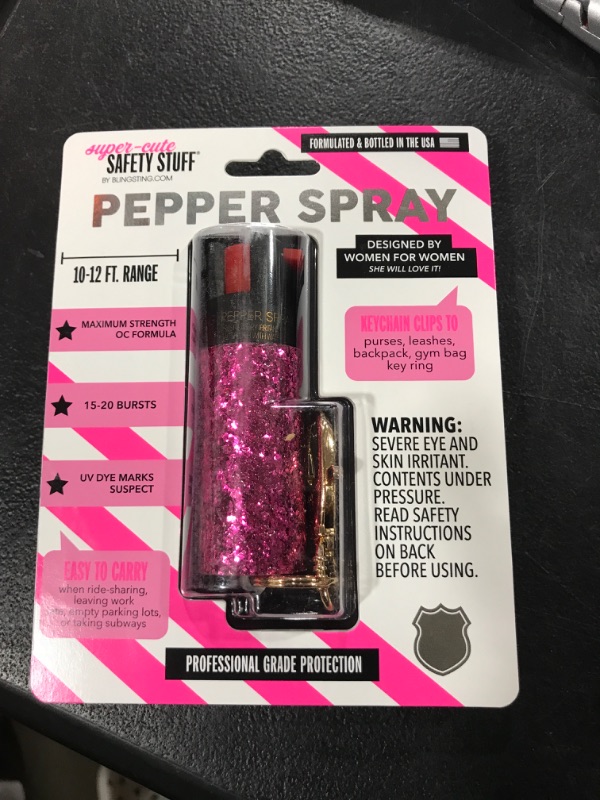 Photo 2 of Pepper Spray Maximum Strength Self Defense Keychain for Women, 12-Foot Spray Range & UV Dye Pink