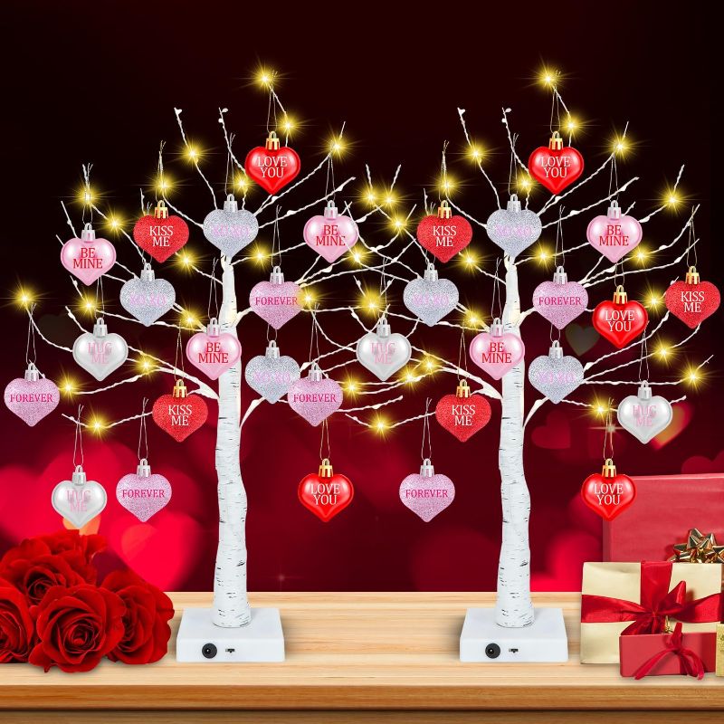 Photo 1 of 2 Pcs Valentines Day Decorations Valentines Trees, Valentines Decorations Lighted Valentine Day Trees for Valentines Day Decor
