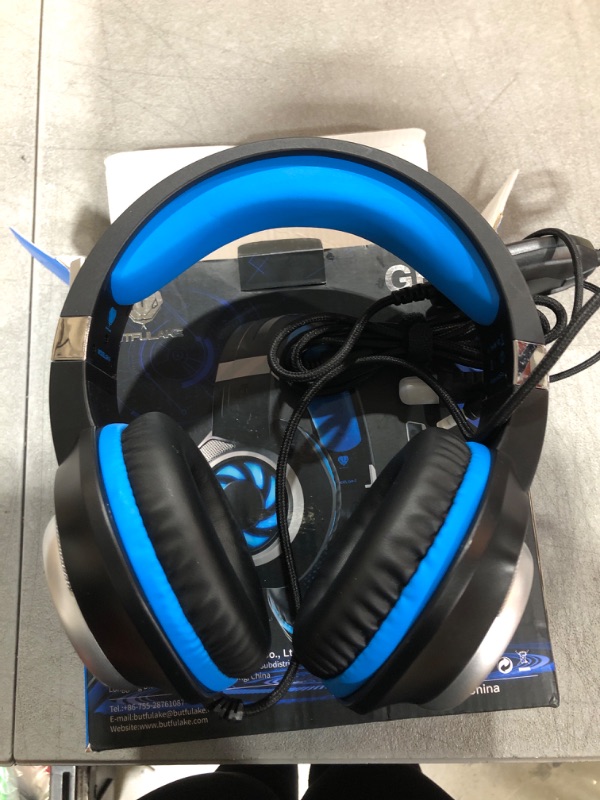 Photo 1 of Headsets for Xbox One, PS4, PC, Nintendo Switch, Mac, Gaming Headset with Stereo Surround Sound, Over Ear Gaming Headphones with Noise Canceling Mic, LED Light (Headsets Blue) Headsets new Blue