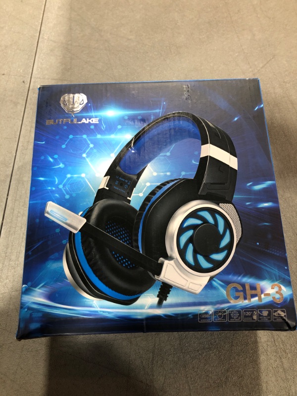 Photo 1 of Headsets for Xbox One, PS4, PC, Nintendo Switch, Mac, Gaming Headset with Stereo Surround Sound, Over Ear Gaming Headphones with Noise Canceling Mic, LED Light (Headsets Blue) Headsets new Blue