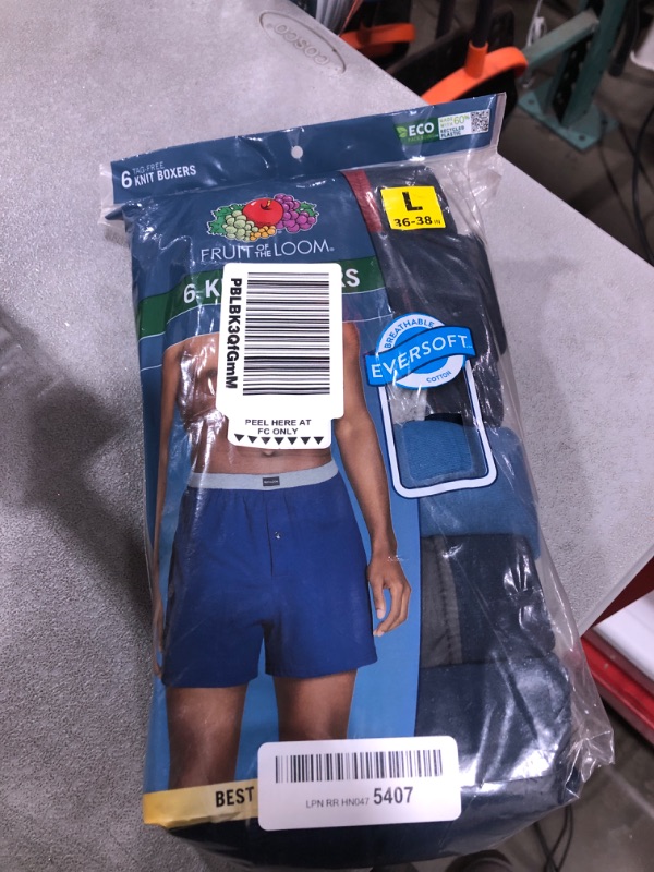 Photo 1 of Fruit of the Loom Men's Tag-Free Boxer Shorts (Knit & Woven) Knit Boxer Shorts Large Knit - 6 Pack - Assorted Colors