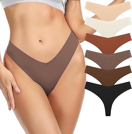 Photo 1 of Fuxusheng Seamless Women Underwear Thongs,4-Pack No Show Breathable Ladies Thong Panties, Comfortable Undies for Women MEDIUM