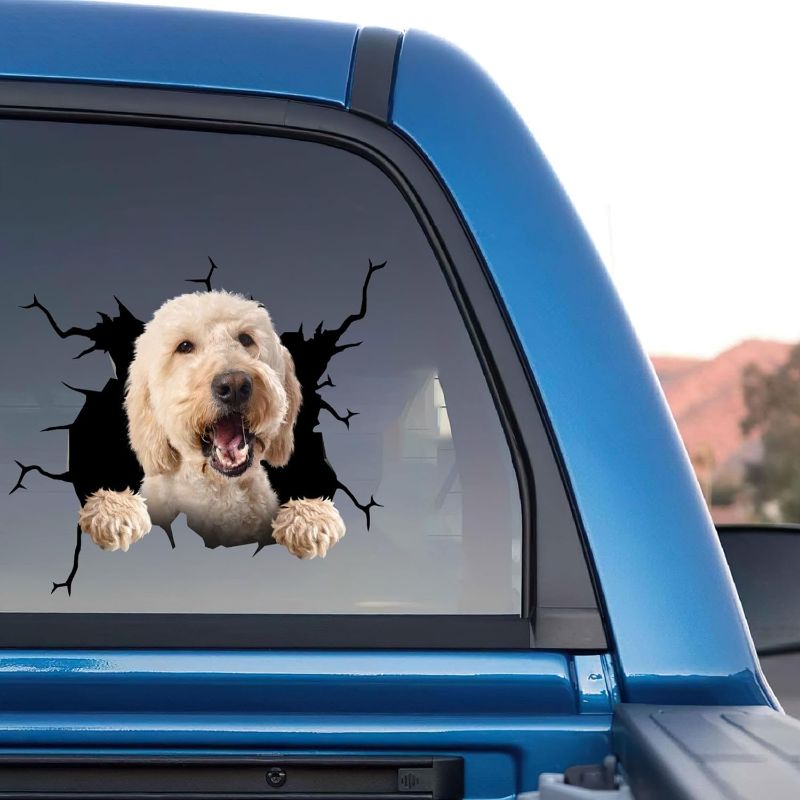 Photo 1 of Goldendoodle Crack Sticker for Back Window Wiper Funny Van Stickers for Cars Waterbottle Stickers Pack Thanksgiving Gifts
