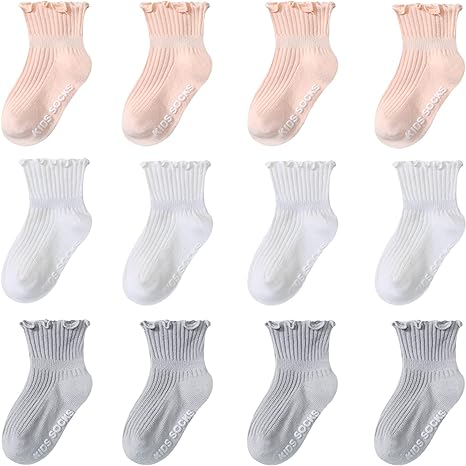 Photo 1 of Non Slip Grip Ankle Baby Socks 12 Pack for Toddler Boys and Girls Kids Socks,Infant Cute Cotton Baby Socks