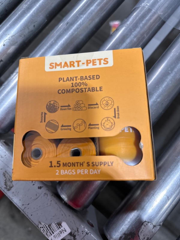 Photo 2 of 100% Certified Home Compostable Dog Poop Bags - EN 13432 Compliant Dog Waste Bags -105 Bags- 7 x Rolls of Plant Based Compostable Poop Bags -Includes A Dispenser-Thick Doggie Poop Bags?Orange?