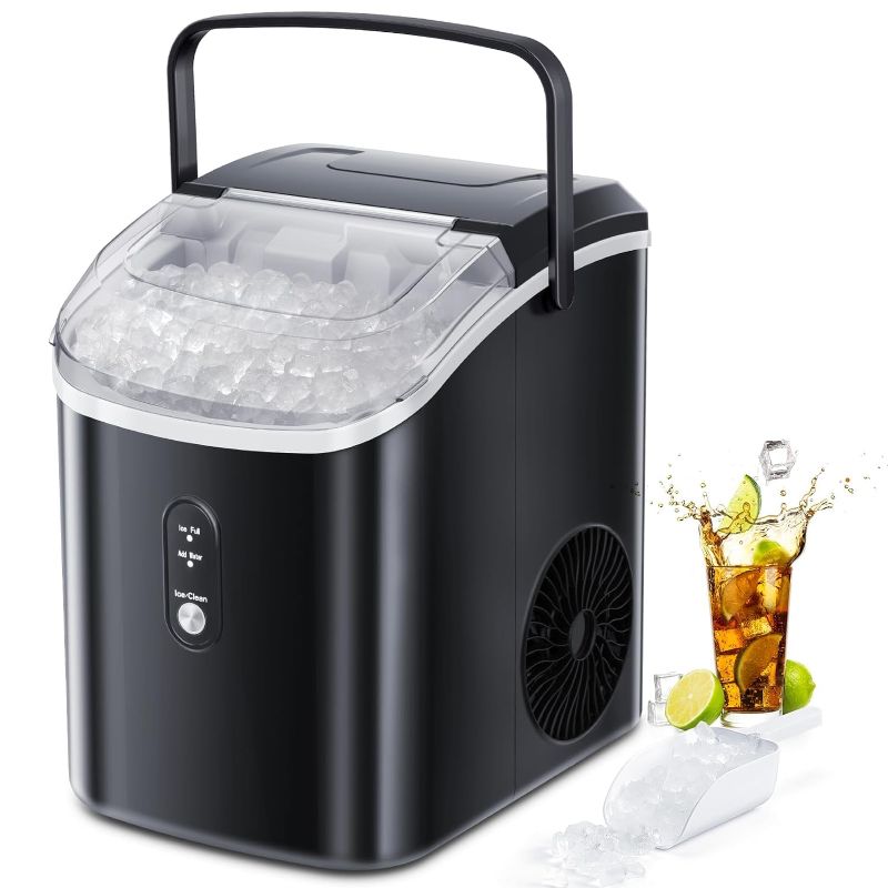Photo 1 of PAINT DAMAGED - Xbeauty Nugget Ice Maker Countertop with Handle Up to 35lbs of Ice a Day,Self-Cleaning Nugget Ice Maker,Removable Ice Basket&Scoop for Home/Kitchen/Office/Party
