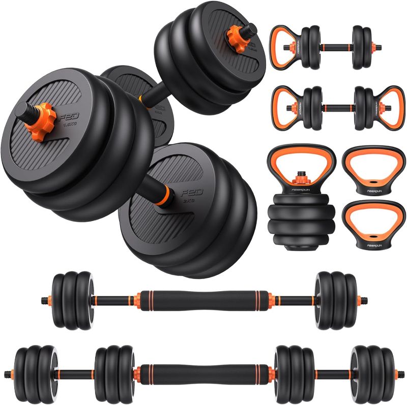 Photo 1 of FEIERDUN Adjustable Dumbbells, 20/30/40/50/70/90lbs Free Weight Set with Connector, 4 in1 Dumbbells Set Used as Barbell, Kettlebells, Push up Stand, Fitness Exercises for Home Gym Suitable Men/Women
