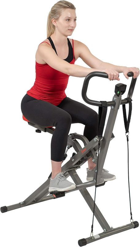 Photo 1 of Sunny Health & Fitness Row-N-Ride Squat Assist Trainer for Glutes Workout With Adjustable Resistance, Easy Setup & Foldable Exercise Equipment, Glute & Leg Exercise Machine Black(Smart) One Size