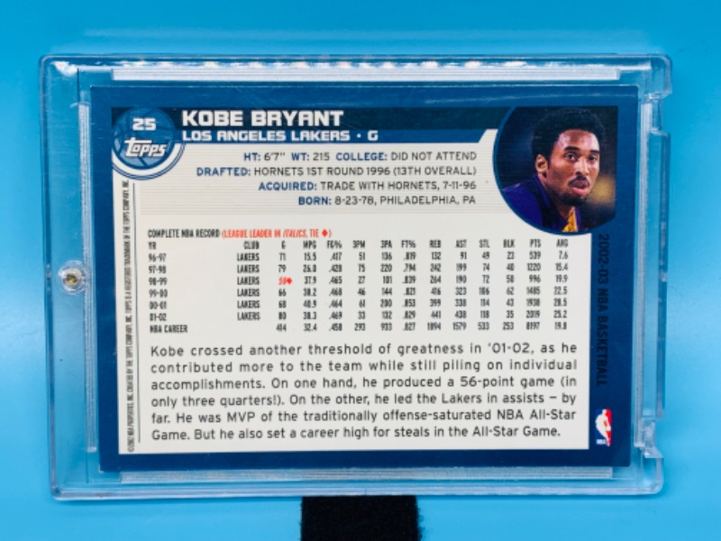 Photo 2 of 150027…topps Kobe Bryant card 25 in hard plastic case