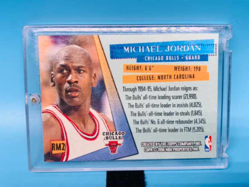 Photo 2 of 150030…topps Michael Jordan reign men foil  card RM2 in hard plastic case