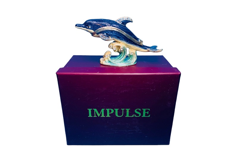 Photo 1 of 150058…  4” impulse jeweled and crystal enamel hinged trinket box in satin lined box 