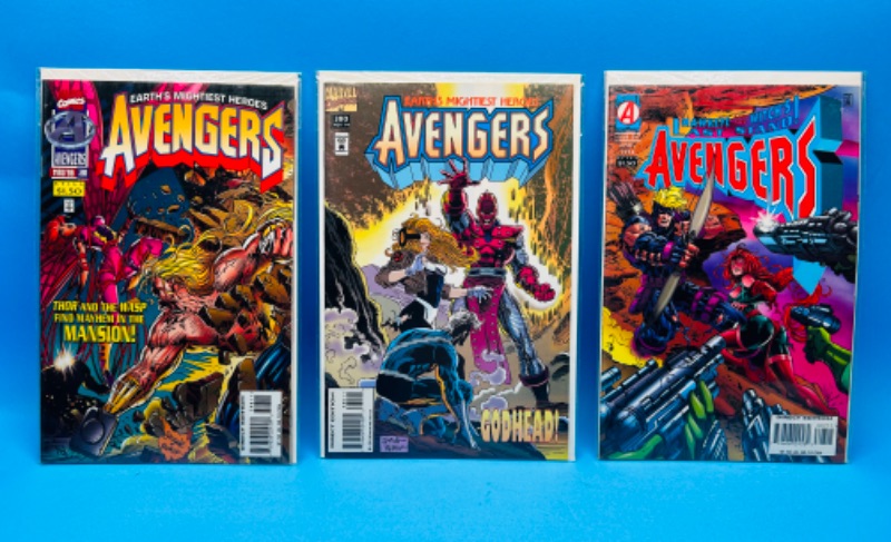 Photo 1 of 150114…3 avengers comics in plastic sleeves