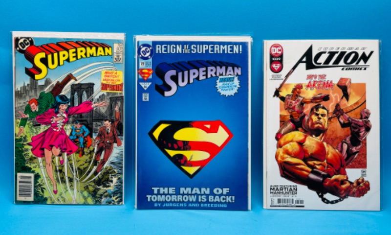 Photo 1 of 150119…3 Superman comics in plastic sleeves