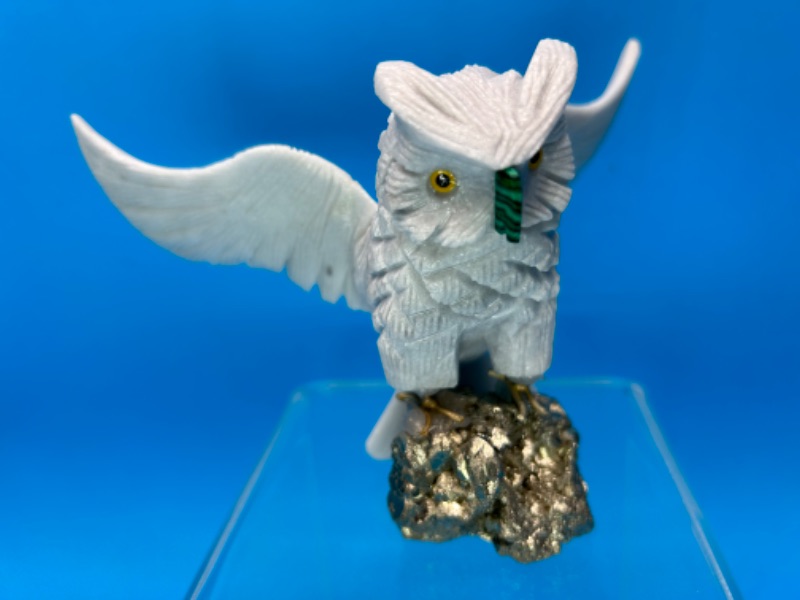 Photo 2 of 150205…6 x 3.5 inch resin owl on pyrite rock