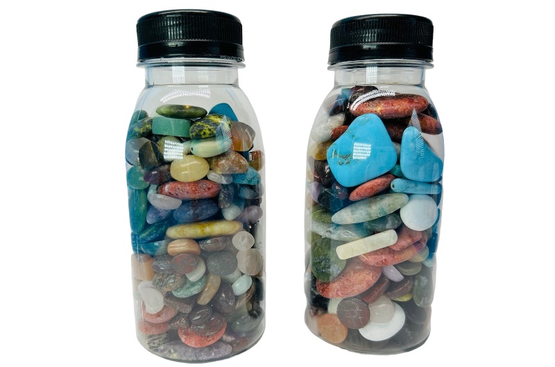 Photo 1 of 150206…2 bottles of polished rocks - 5 inch tall 