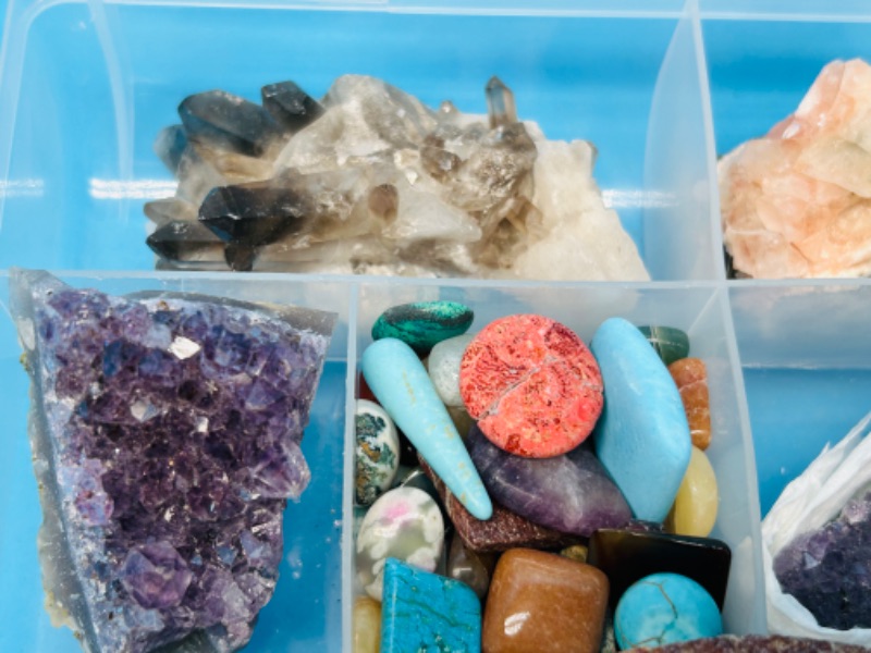 Photo 5 of 150217…collectible rocks in organizer- amethyst, petrified wood, smokey quartz and more