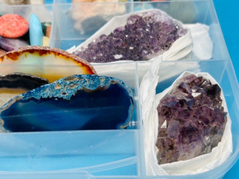 Photo 6 of 150217…collectible rocks in organizer- amethyst, petrified wood, smokey quartz and more