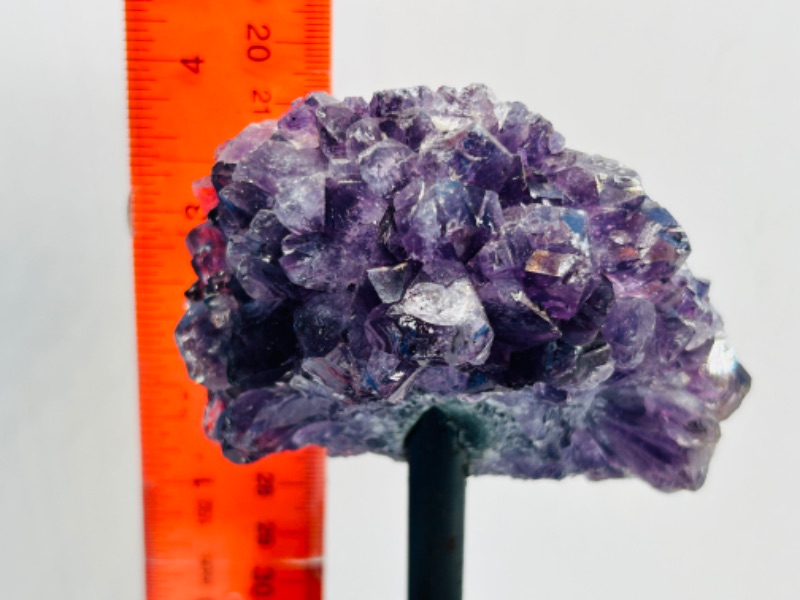 Photo 2 of 150305…3.5”  amethyst crystal rock on stand-height includes stand 