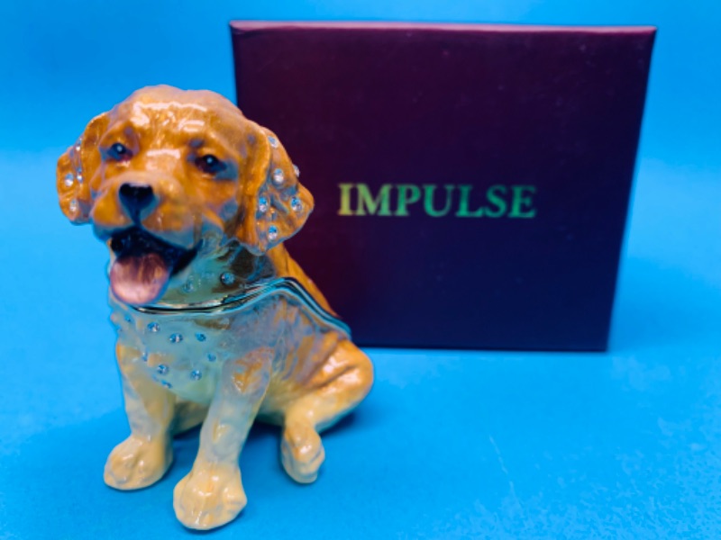 Photo 1 of 150318…3” impulse jeweled and crystal enamel hinged trinket box in satin lined box 