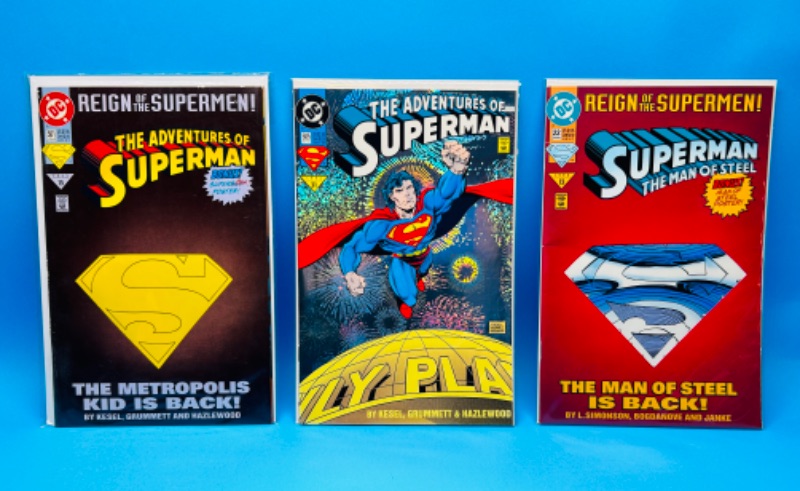 Photo 1 of 150327…3 Superman comics in plastic sleeves 