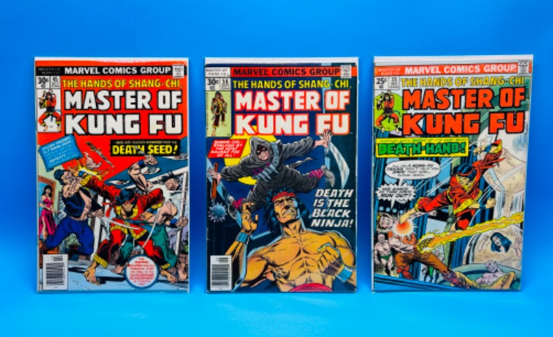 Photo 1 of 150335…3 vintage master of kung fu comics in plastic sleeves 