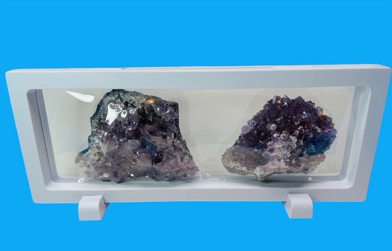 Photo 1 of 150419…2 amethyst crystal rocks in 9 x 4” display 