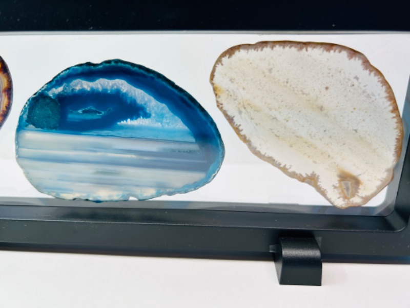 Photo 2 of 150424…3 agate slices in 9 x 4” display 