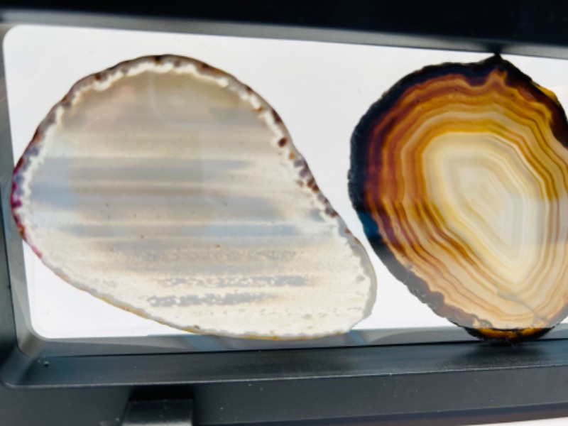 Photo 2 of 150426… 3 agate slices in 9 x 4” display 