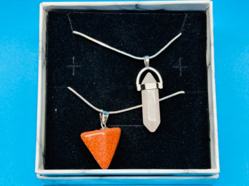 Photo 1 of 150433…crystal cut and polished rock pendant necklaces in gift box