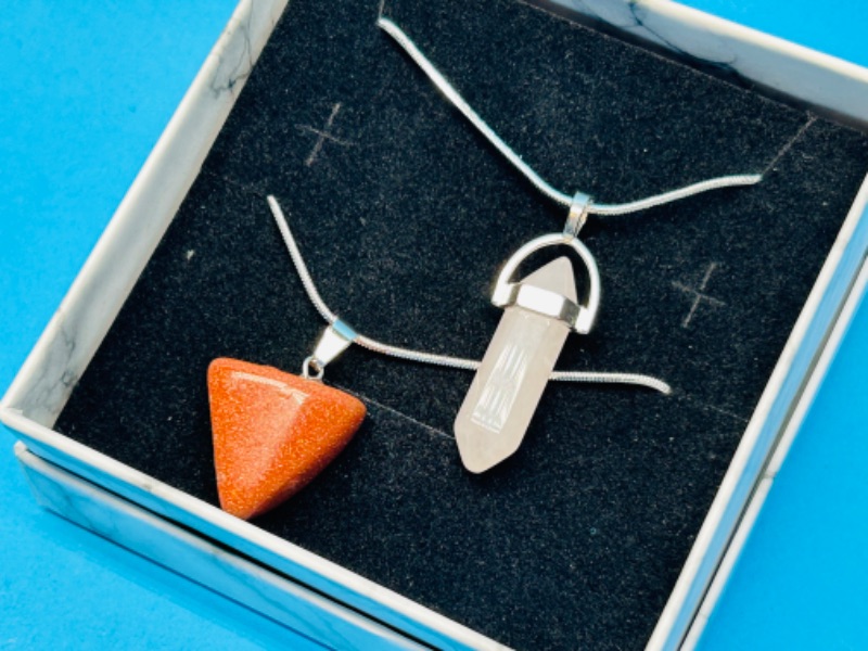 Photo 2 of 150433…crystal cut and polished rock pendant necklaces in gift box
