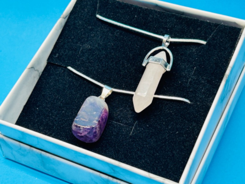 Photo 1 of 150434… crystal cut and polished rock pendant necklaces in gift box